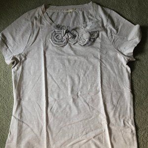 J Crew Grey Tee with Roses XL